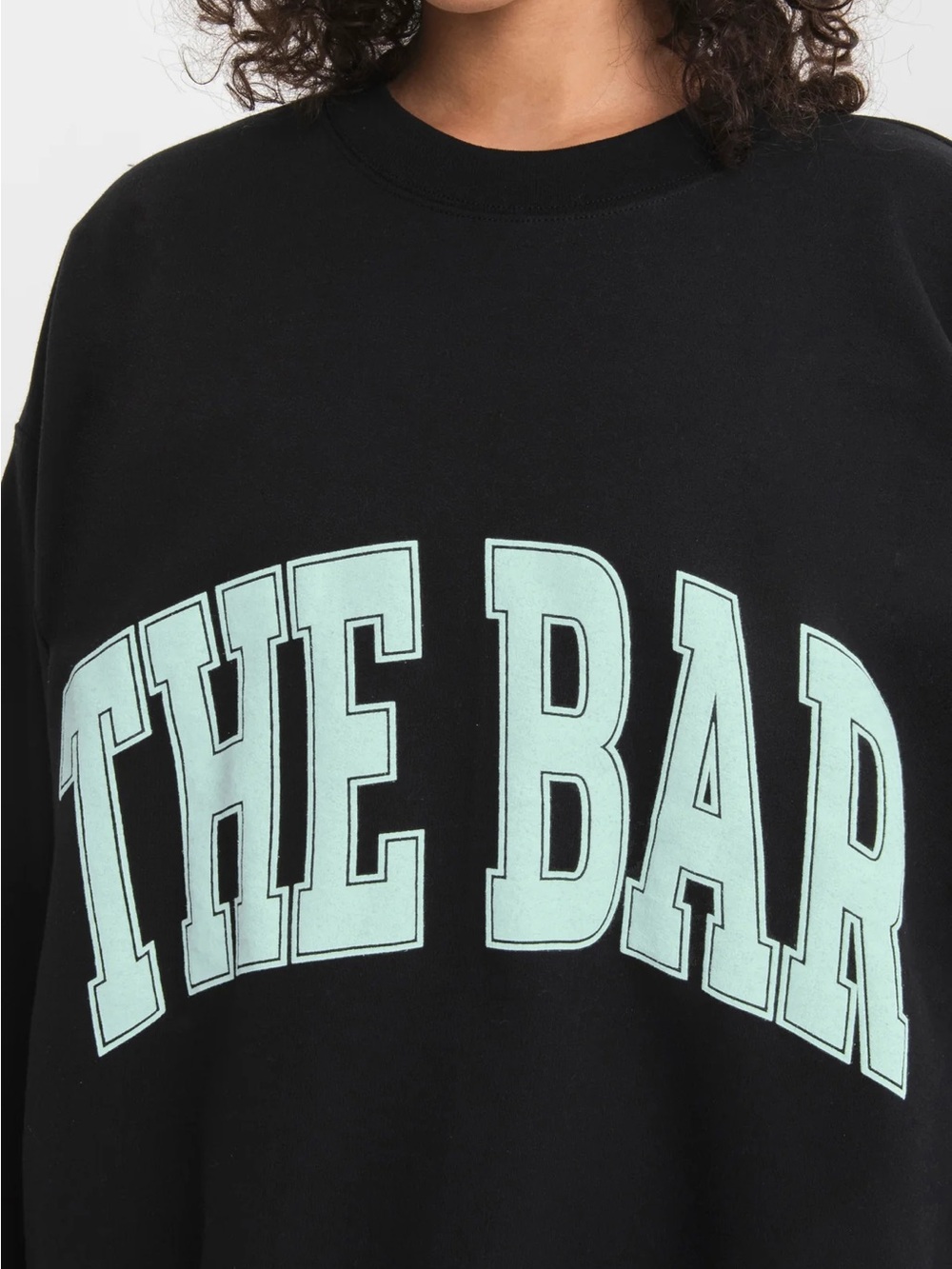 NWT The Bar Varsity Sweatshirt in Black/Miami Mint - Picture 5 of 11